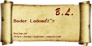 Beder Ladomér névjegykártya